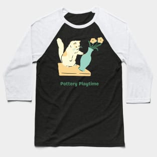 Cat 'Pottery Playtime Baseball T-Shirt